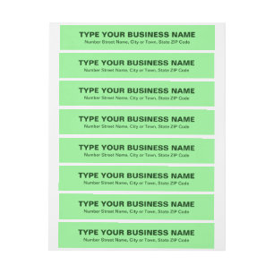 Plain Text Light Green Business Wrap Around Address Label