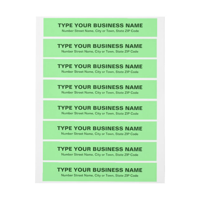 Plain Text Light Green Business Wrap Around Address Label (Sheet)