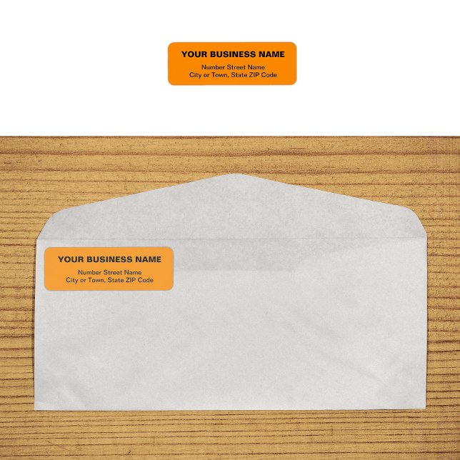 Plain Text Orange Business Return Address Label (Plain text orange business return address label on envelope)