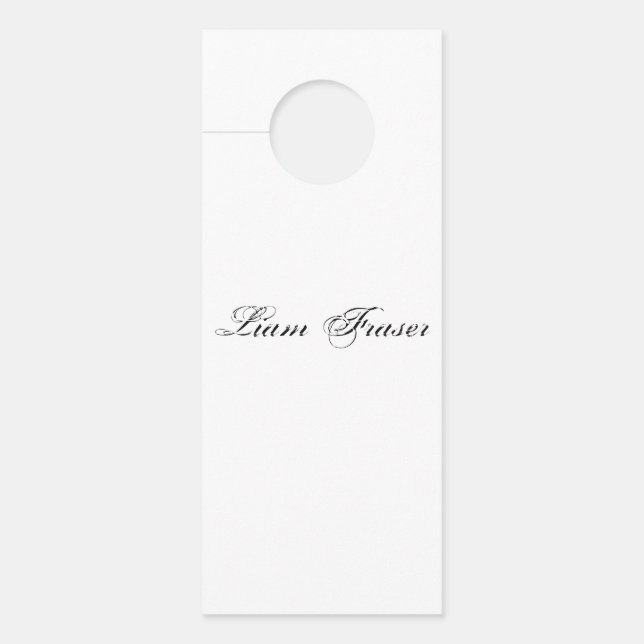 Plain Text Personalized Minimal Create Your Own Door Hanger (Front)