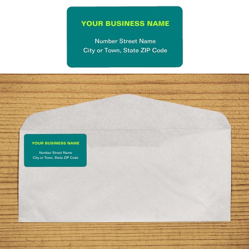 Plain Text Teal Green Business Address Label