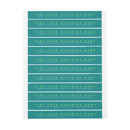 Plain Text Teal Green Business Return Address Slim Wrap Around Label