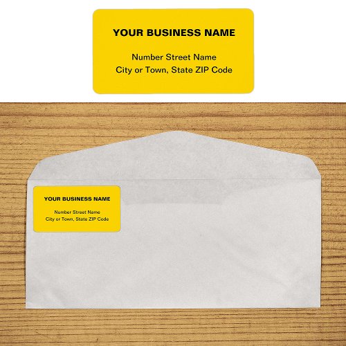 Plain Text Yellow Business Address Label