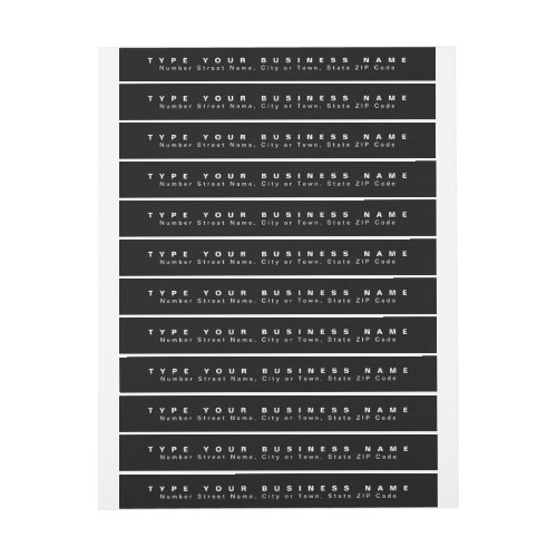 Plain Texts Black Business Return Address Slim Wrap Around Label