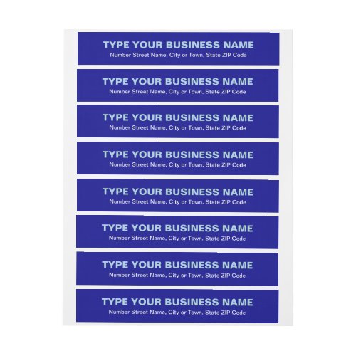 Plain Texts Blue Business Return Address Wrap Around Label