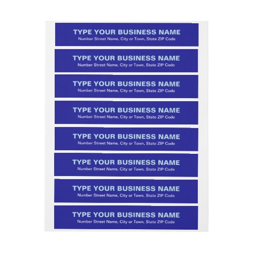 Plain Texts Blue Business Wrap Around Address Label
