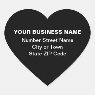 Plain Texts Business Address on Black Heart Sticker