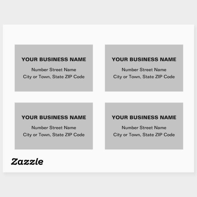 Plain Texts Business Address on Gray Rectangular Sticker (Sheet)