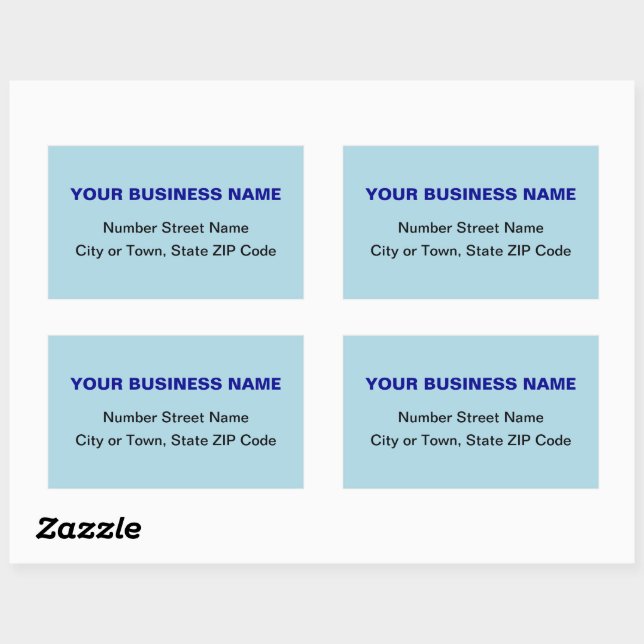 Plain Texts Business Address on Light Blue Rectangular Sticker (Sheet)