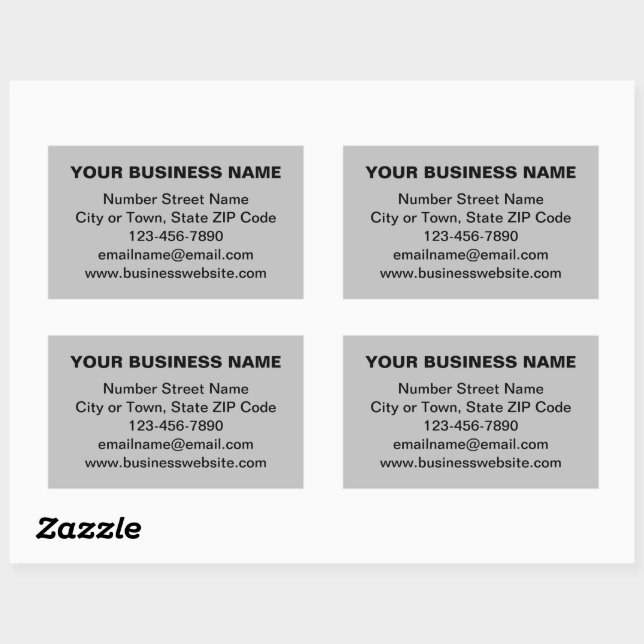 Plain Texts Business Brand on Gray Rectangular Sticker (Sheet)