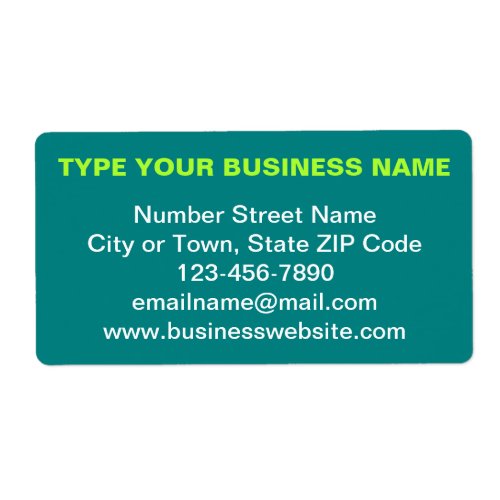 Plain Texts Business Brand on Teal Green Shipping Label