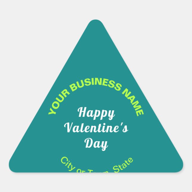 Plain Texts Business Valentine Small Teal Green Triangle Sticker (Front)