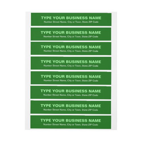 Plain Texts Green Business Return Address Wrap Around Label
