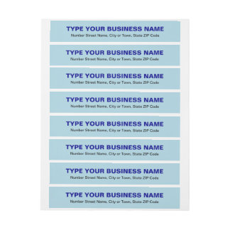 Plain Texts Light Blue Business Return Address Wrap Around Label