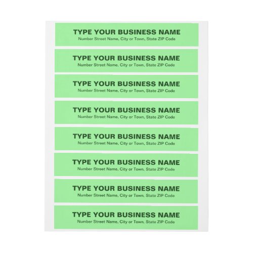 Plain Texts Light Green Business Wrap Around Address Label