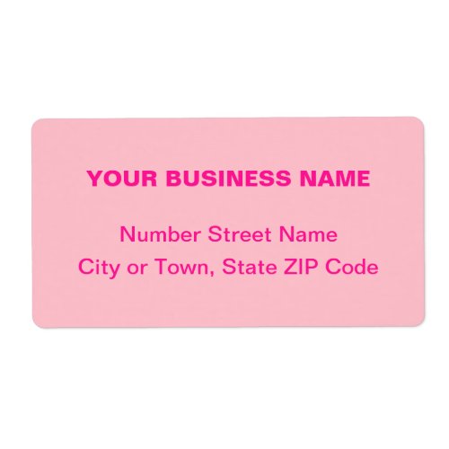 Plain Texts Monochrome Pink Business Shipping Label