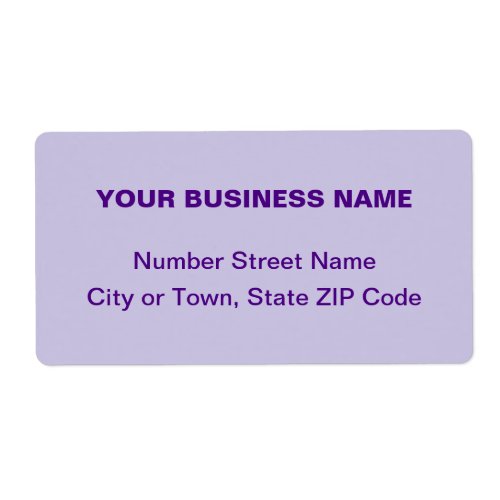 Plain Texts Monochrome Purple Business Shipping Label