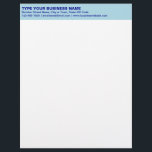Plain Texts on Monochrome Blue Heading of Business Letterhead<br><div class="desc">Simple and plain texts designs are often easy to understand and remember. Plain texts design heading of letterhead that you can customize to advertise your business or to promote your brand name to customers or clients. Customizable office supply that you can use to build brand name awareness. Design on the...</div>