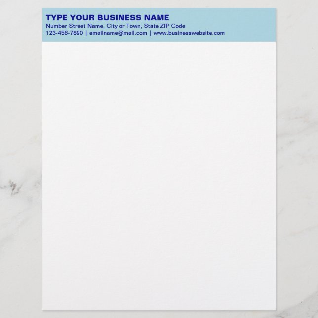Plain Texts on Monochrome Blue Heading of Business Letterhead (Front)