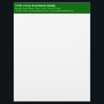 Plain Texts on Monochrome Green Heading of Letterhead<br><div class="desc">Simple and plain texts designs are often easy to understand and remember. Plain texts design heading of letterhead that you can customize to advertise your business or to promote your brand name to customers or clients. Customizable office supply that you can use to build brand name awareness. Design on the...</div>