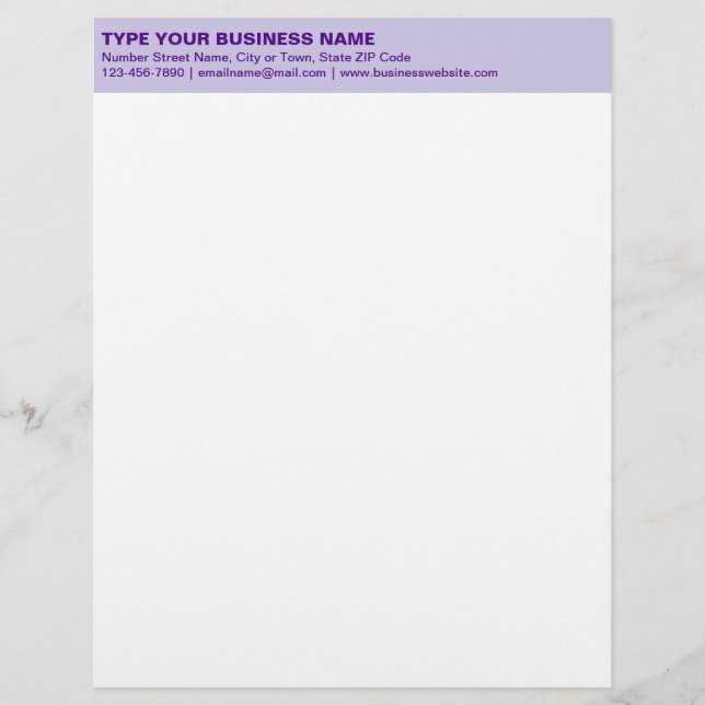 Plain Texts on Monochrome Purple Heading of Letterhead (Front)