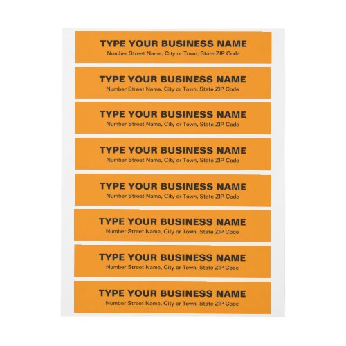 Plain Texts Orange Color Business Return Address Wrap Around Label