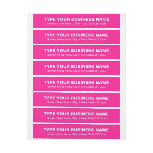 Plain Texts Pink Business Return Address Wrap Around Label