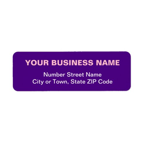 Plain Texts Purple Business Return Address Label