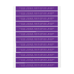 Plain Texts Purple Business Return Address Slim Wrap Around Label