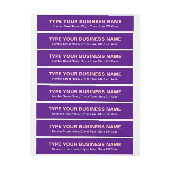 Plain Texts Purple Business Return Address Wrap Around Label (Sheet)