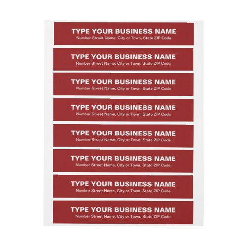 Plain Texts Red Business Wrap Around Address Label