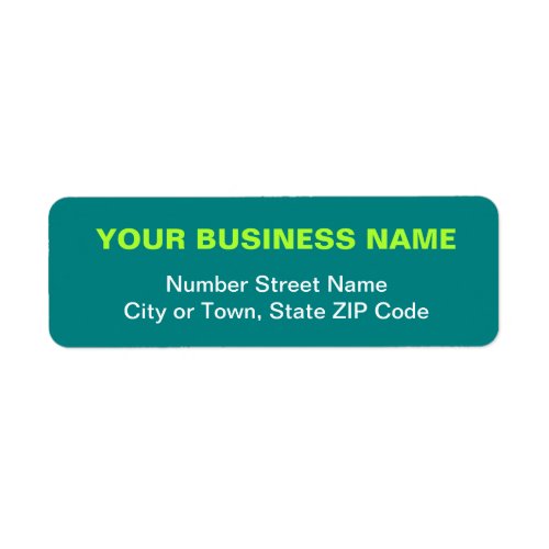 Plain Texts Teal Green Business Return Address Label