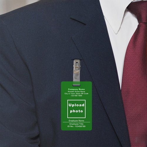 Plain Texts With Employee Photo Green Badge