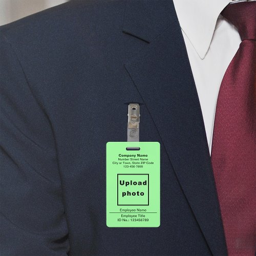 Plain Texts With Employee Photo Light Green Badge