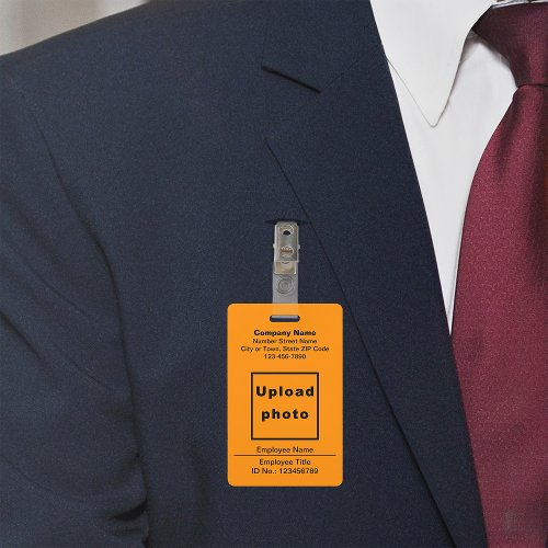 Plain Texts With Employee Photo Orange Color Badge