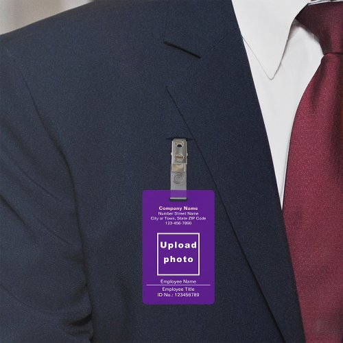 Plain Texts With Employee Photo Purple Badge