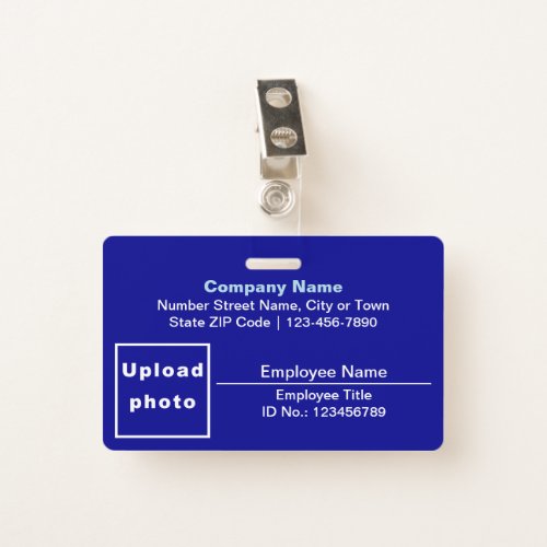 Plain Texts With Employee Photo Rectangle Blue Badge