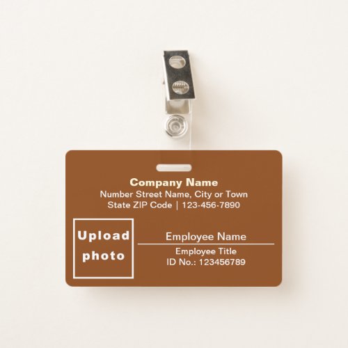 Plain Texts With Employee Photo Rectangle Brown Badge