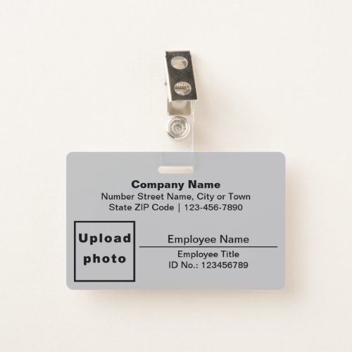 Plain Texts With Employee Photo Rectangle Gray Badge