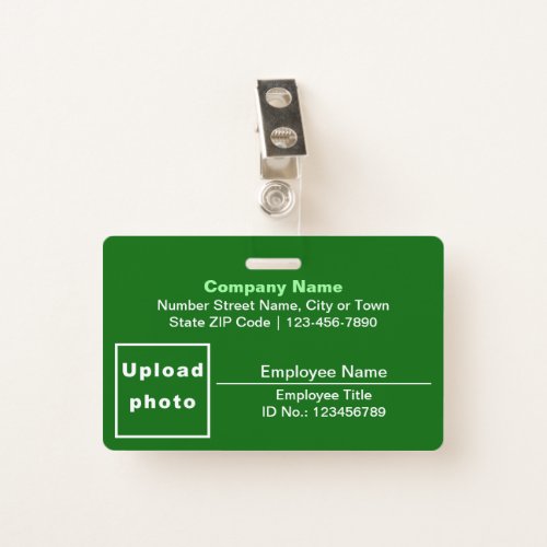 Plain Texts With Employee Photo Rectangle Green Badge