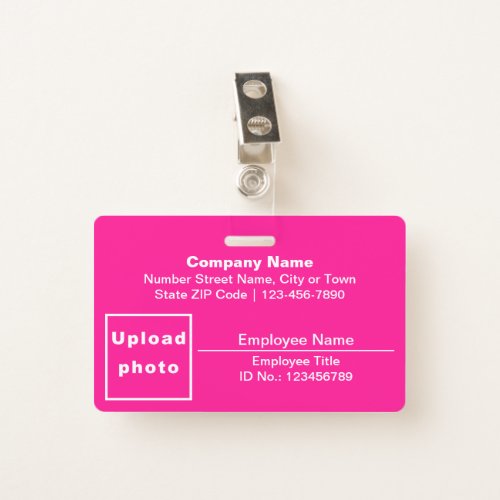 Plain Texts With Employee Photo Rectangle Pink Badge