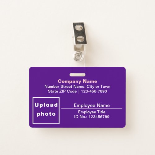 Plain Texts With Employee Photo Rectangle Purple Badge