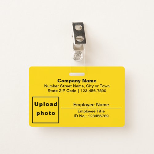 Plain Texts With Employee Photo Rectangle Yellow Badge