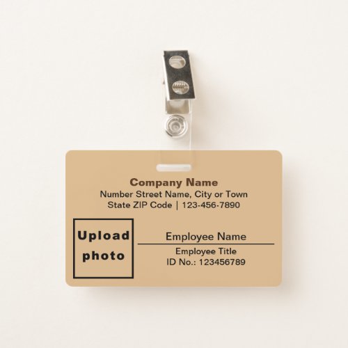 Plain Texts With Photo Rectangle Light Brown Badge
