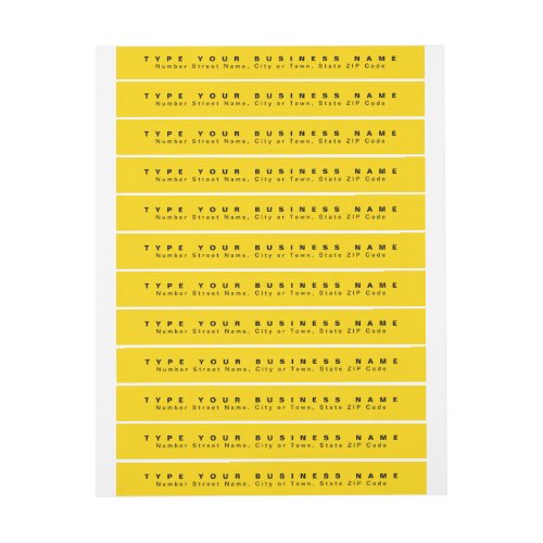 Plain Texts Yellow Business Return Address Slim Wrap Around Label