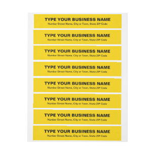 Plain Texts Yellow Business Return Address Wrap Around Label