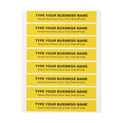 Plain Texts Yellow Business Return Address Wrap Around Label