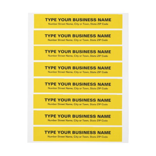 Plain Texts Yellow Business Wrap Around Address Label