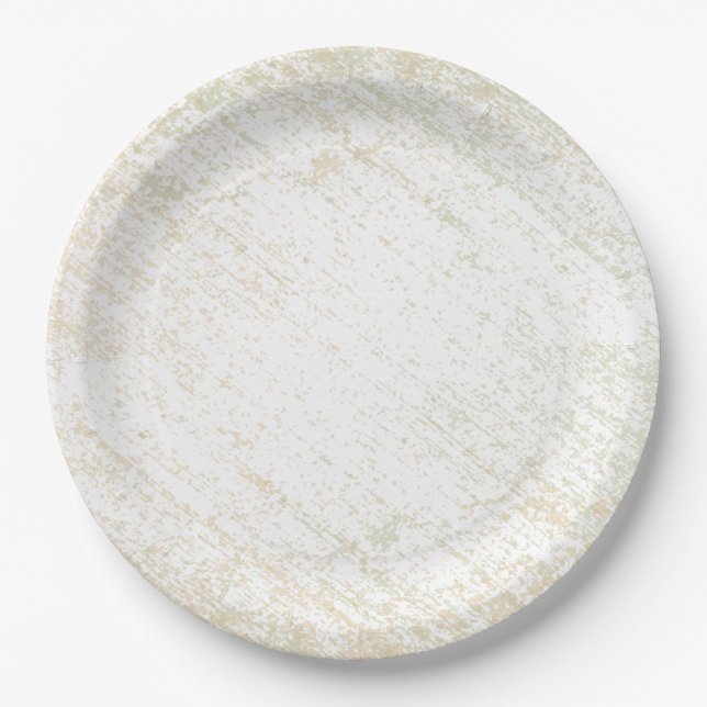 Plain Textured Pattern Sage Green Golden Yellow Paper Plates (Front)