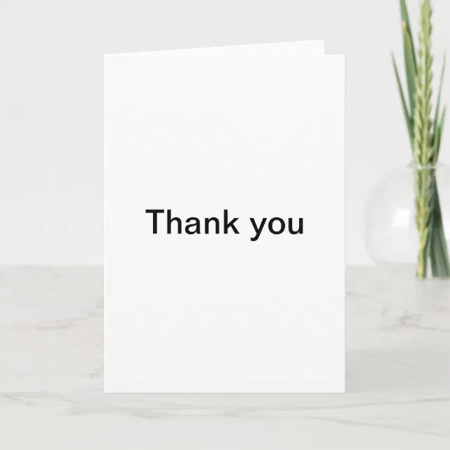 Plain "Thank you" Card Blankinside Thank You Card Zazzle